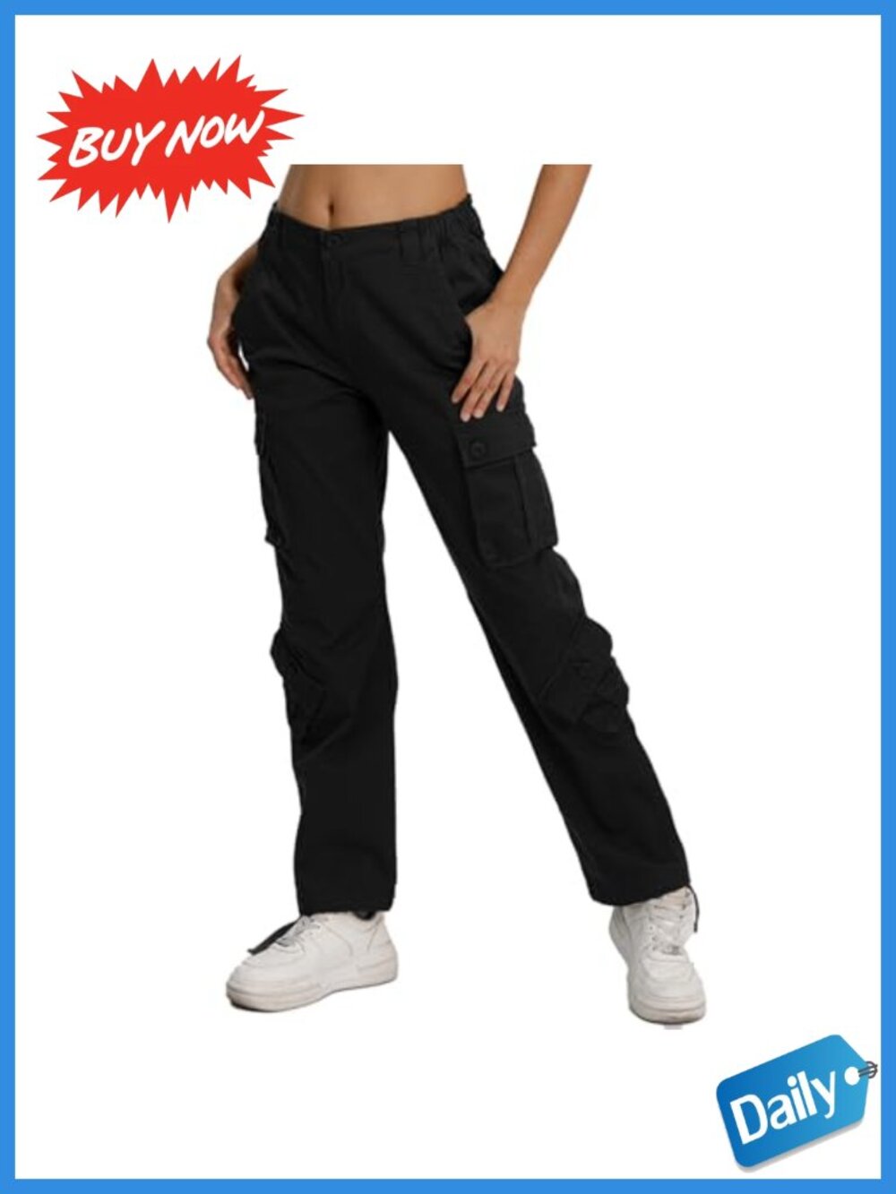 Women's Cargo Pants 8 Pockets Loose Fit Straight Leg Cotton Blend Work